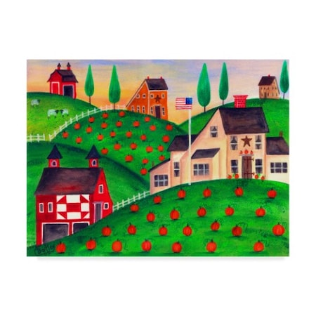 Cheryl Bartley 'Pumpkin Patch Red And Orange' Canvas Art,14x19